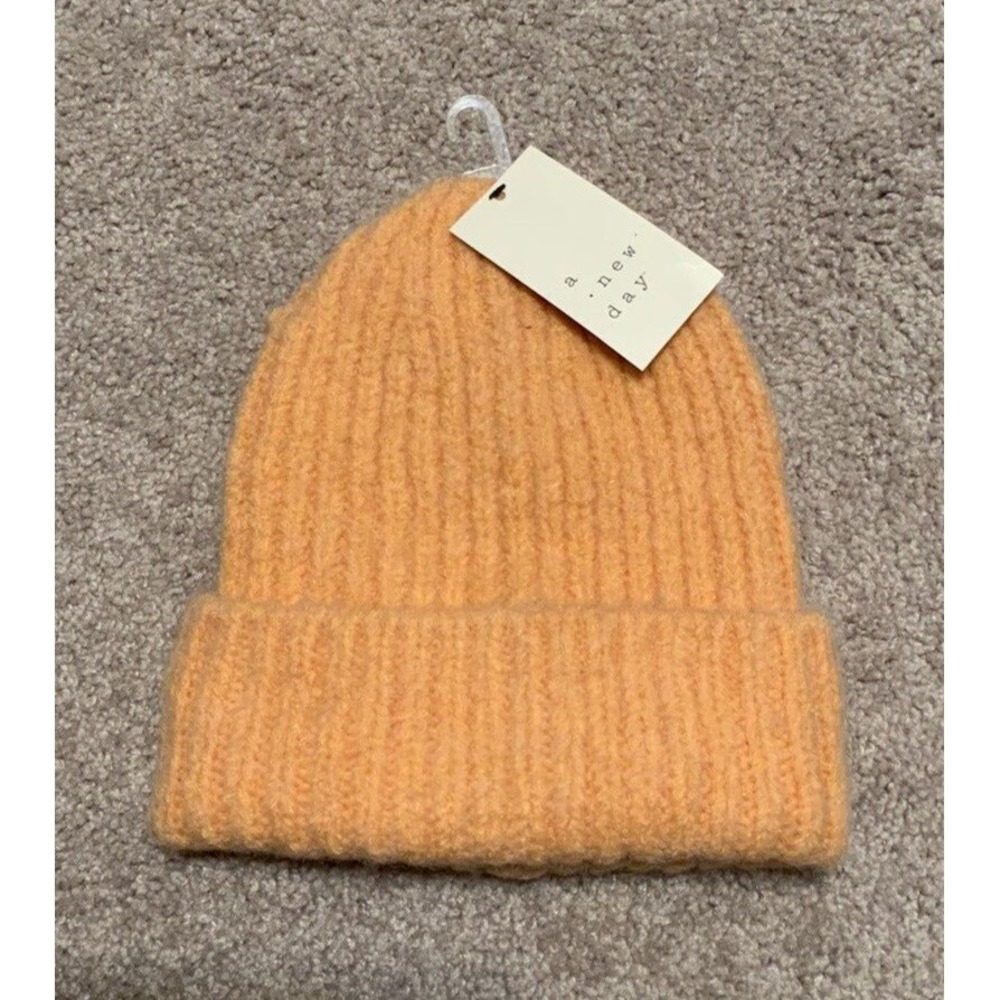A New Day Womens Ribbed Orange Hat Winter One Size Adult‎